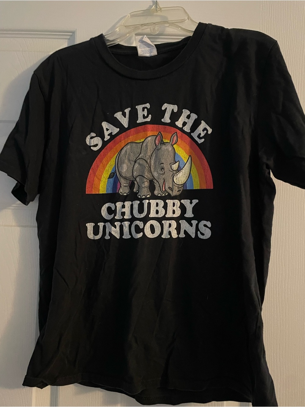 Black 'Save The Chubby Unicorns' Graphic Tee - Short Sleeve